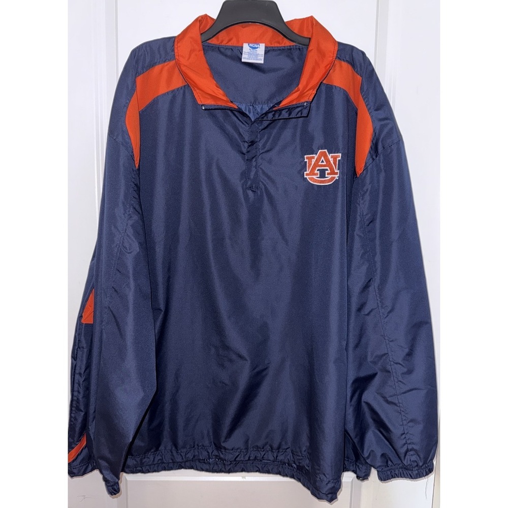 NCAA Auburn Tigers 1/4 Zip‎ Windbreaker Pullover Blue/Orange Size 2XL